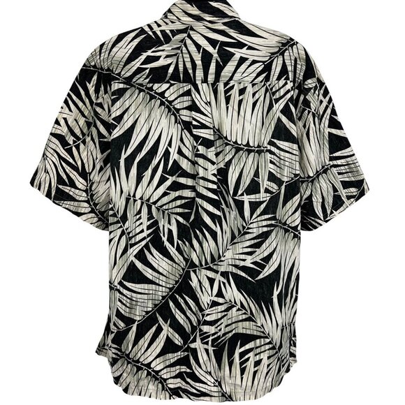 Cooke Street Honolulu XL Extra Large Black Palm Leaf Aloha Hawaiian Casual EUC - Picture 4 of 6